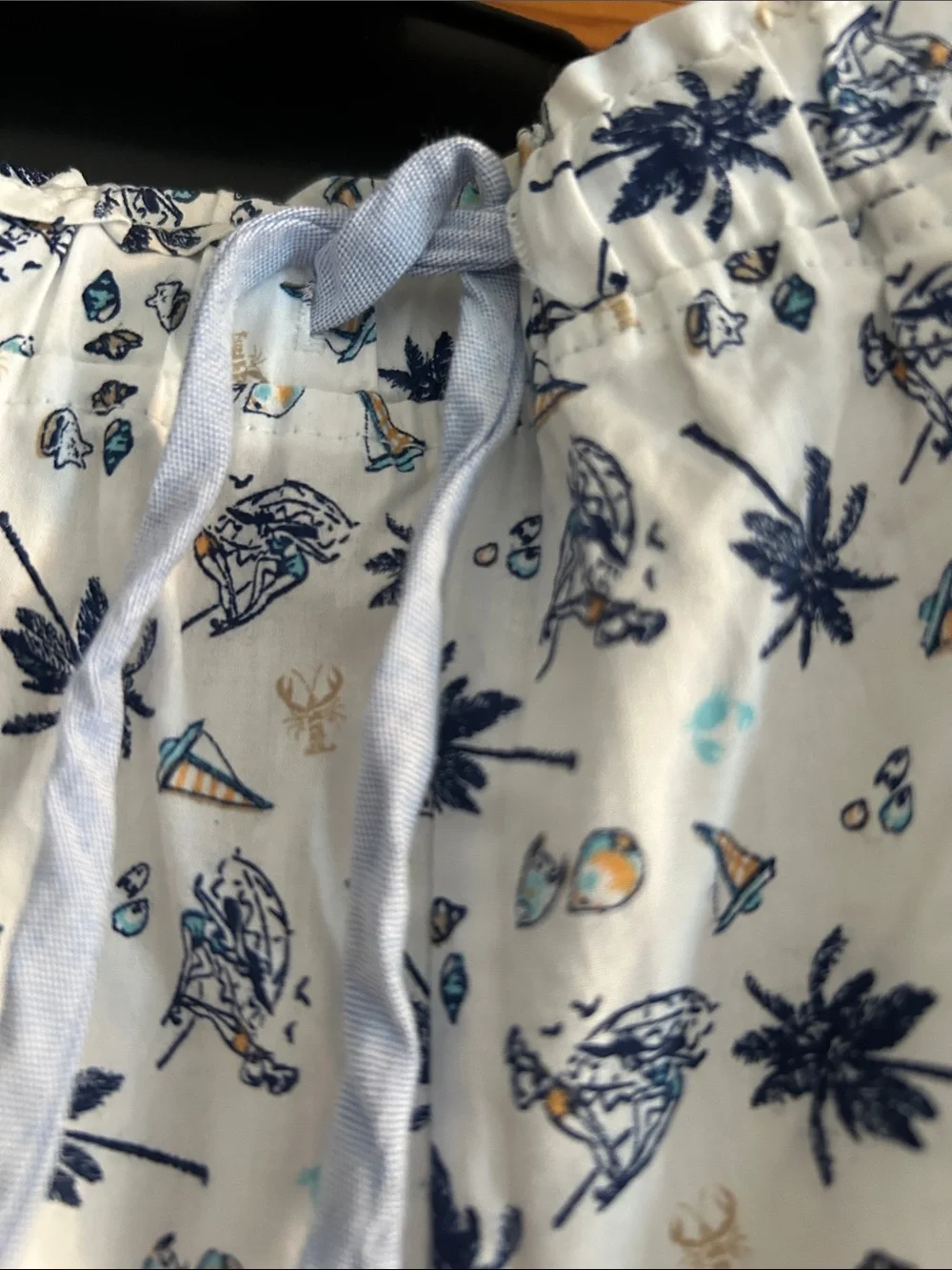 Tommy Hilfiger Navy Top and White Floral Pajama Pants Set